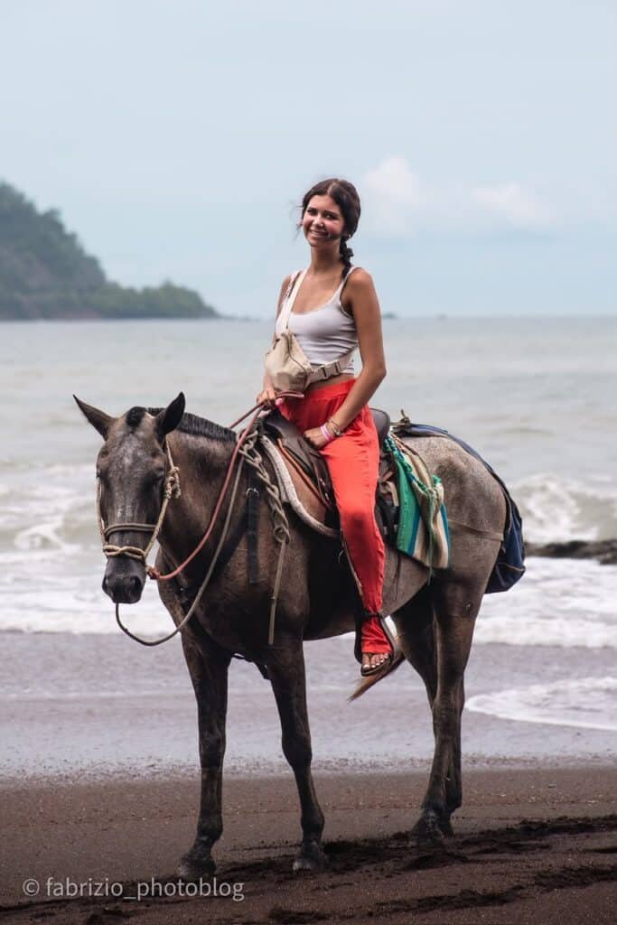 Coastal horseback riding scenery near Jacó Beach